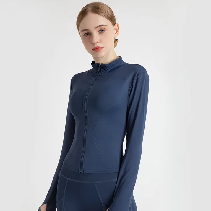 Women's Long Sleeve Sports Jacket – Zip-Up Warm Fitness Top for Yoga, Running, and Cycling