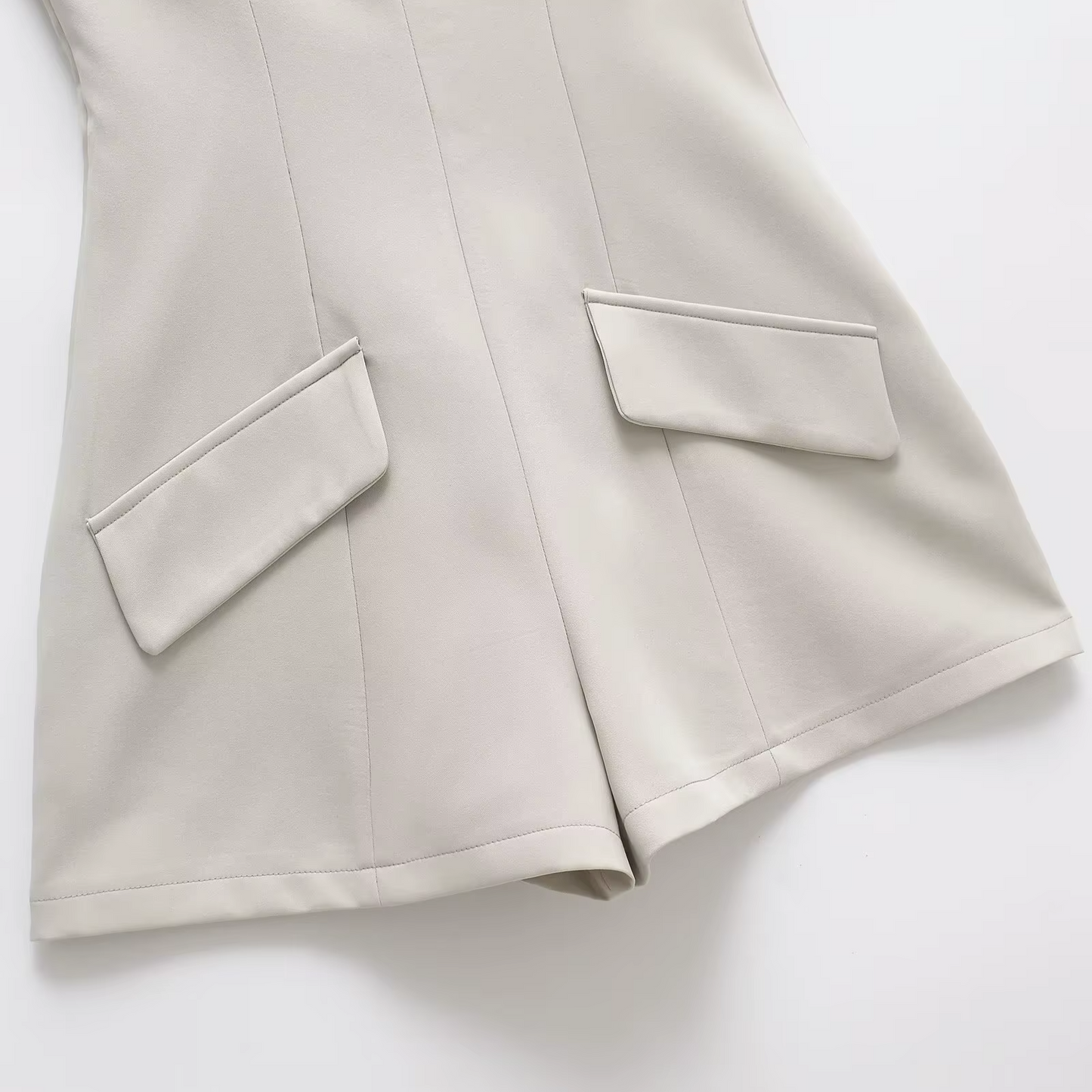 Women's Preppy A-Line Square Neck Rompers – Sleeveless Short Playsuit with Pockets for Summer