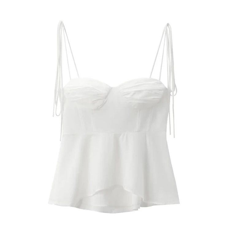 Asymmetric Bustier Camisole Top – Sweetheart Neck with Tie Straps and Side Zipper