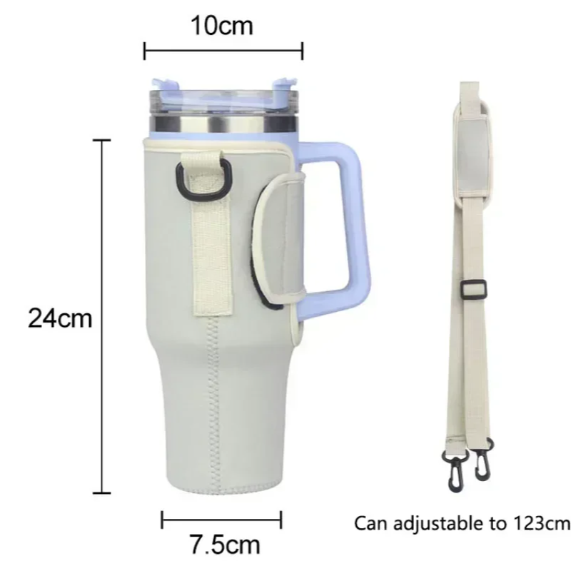 40oz Water Bottle Carrier Pouch with Adjustable Shoulder Strap – Insulated Cover for Thermos, Mug, or Sports Bottle