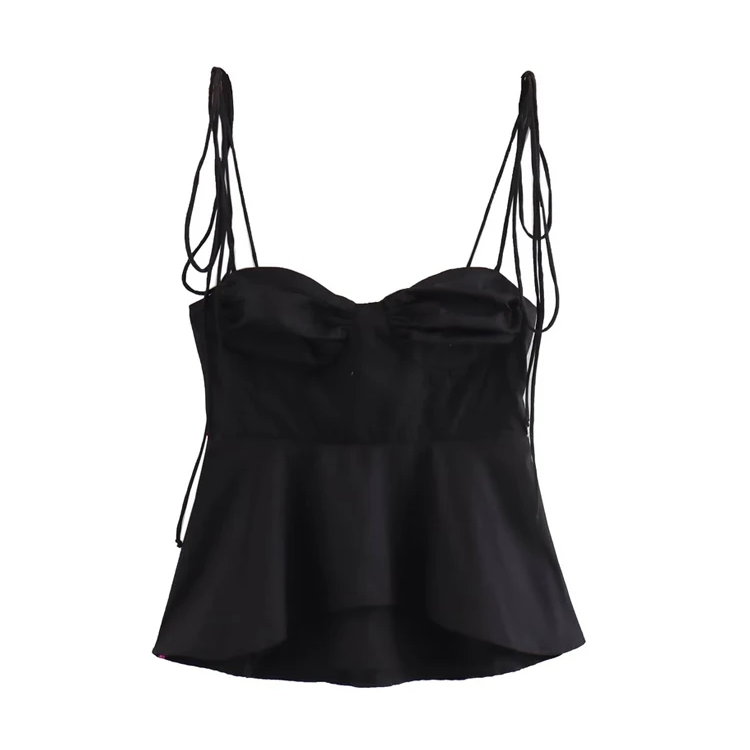 Asymmetric Bustier Camisole Top – Sweetheart Neck with Tie Straps and Side Zipper