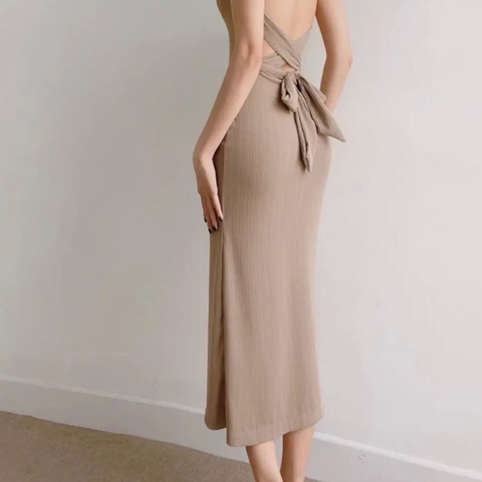 Vintage Strapless Slim Fit Long Dress – Elegant Sleeveless Backless Summer Party Gown