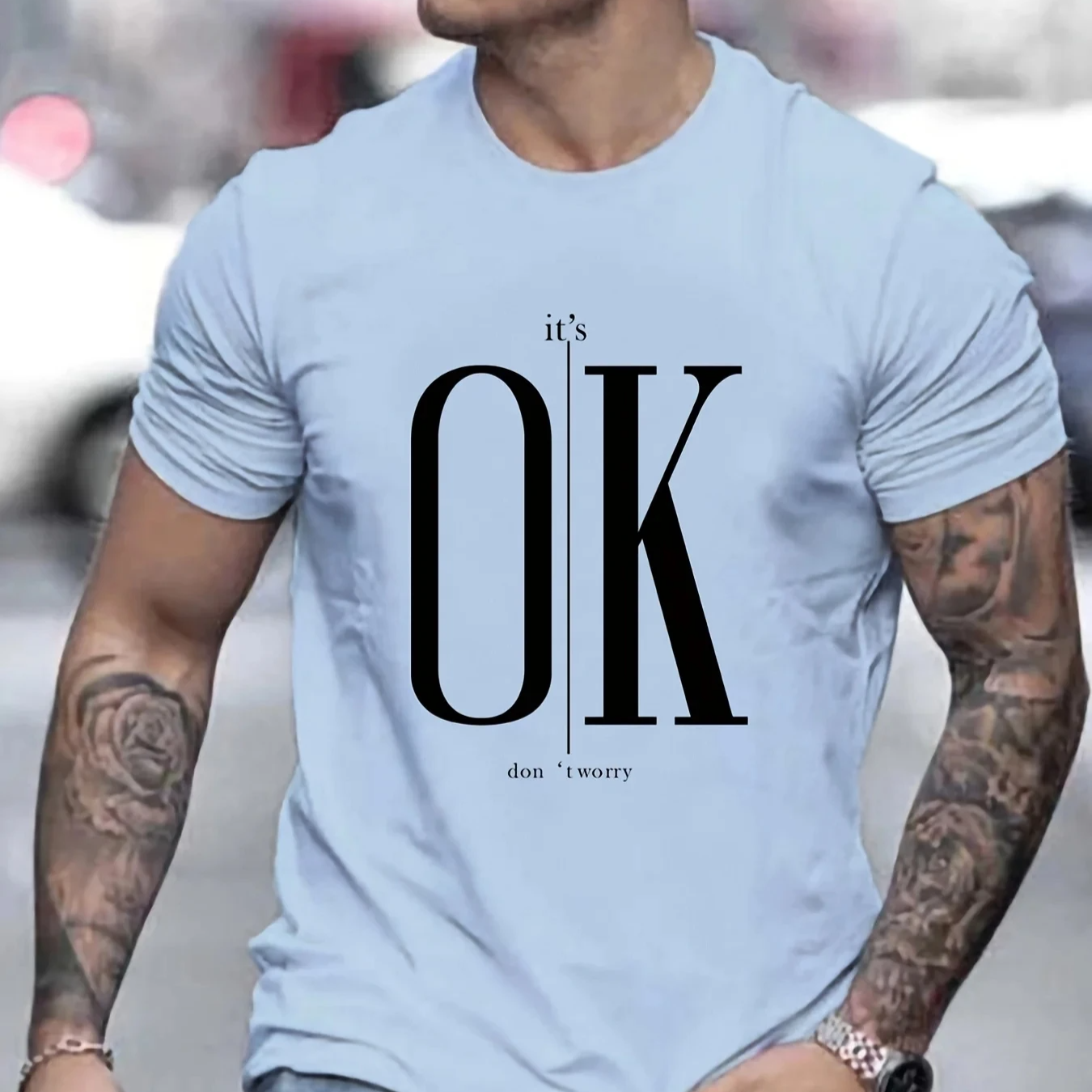 3D OK Print Loose Fit T-Shirt – Lightweight Streetwear Tee for Men