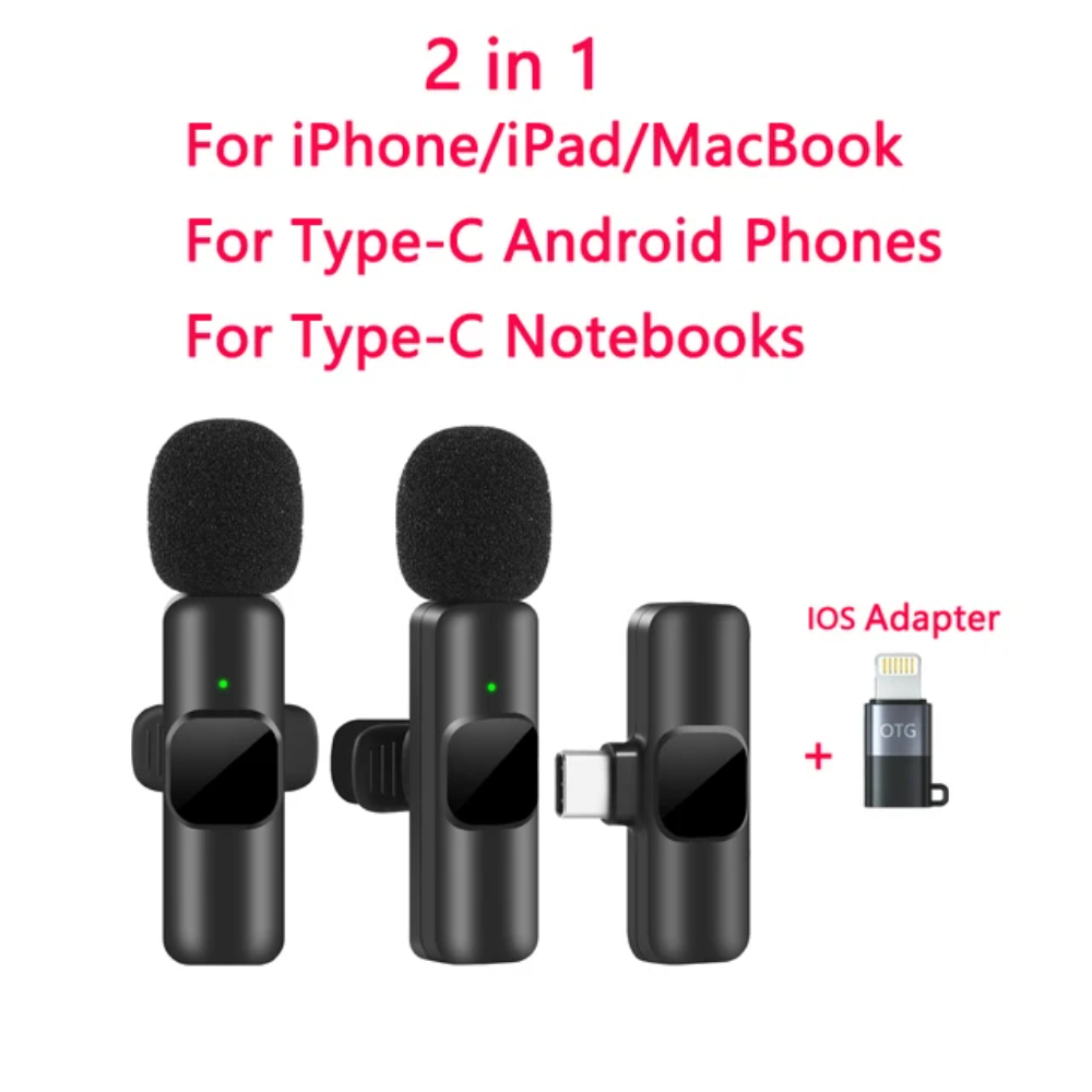 Wireless Lavalier Microphone – Portable Clip-On Mini Mic for iPhone & Android, Real-Time Audio Sync for Streaming, Vlogging & Recording