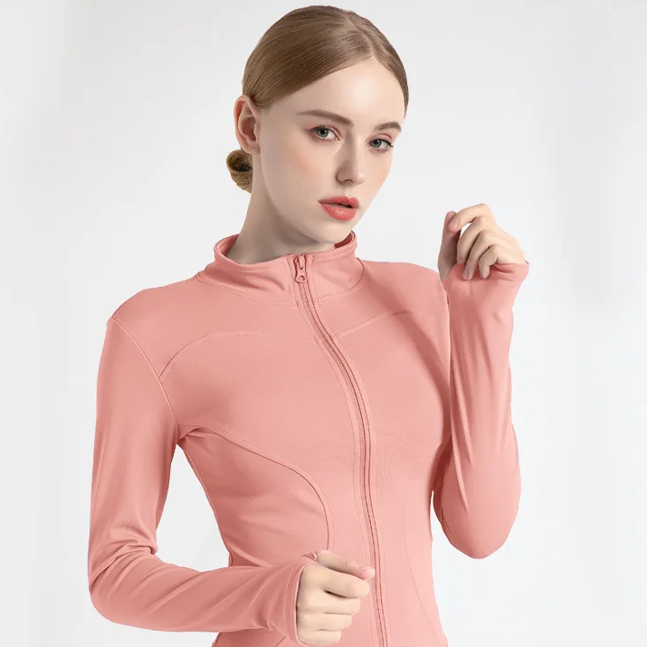 Women's Long Sleeve Sports Jacket – Zip-Up Warm Fitness Top for Yoga, Running, and Cycling