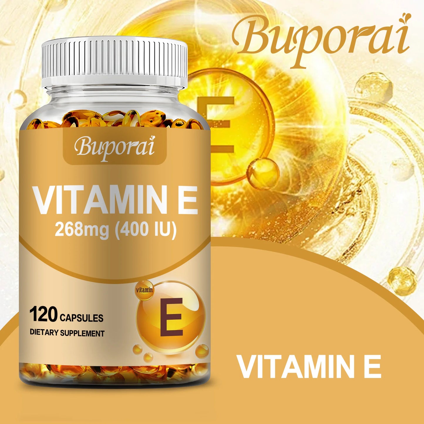 Vitamin E 268mg – Antioxidant Skin Support, Anti-Aging & Wrinkle Reduction – 120 Softgel Capsules