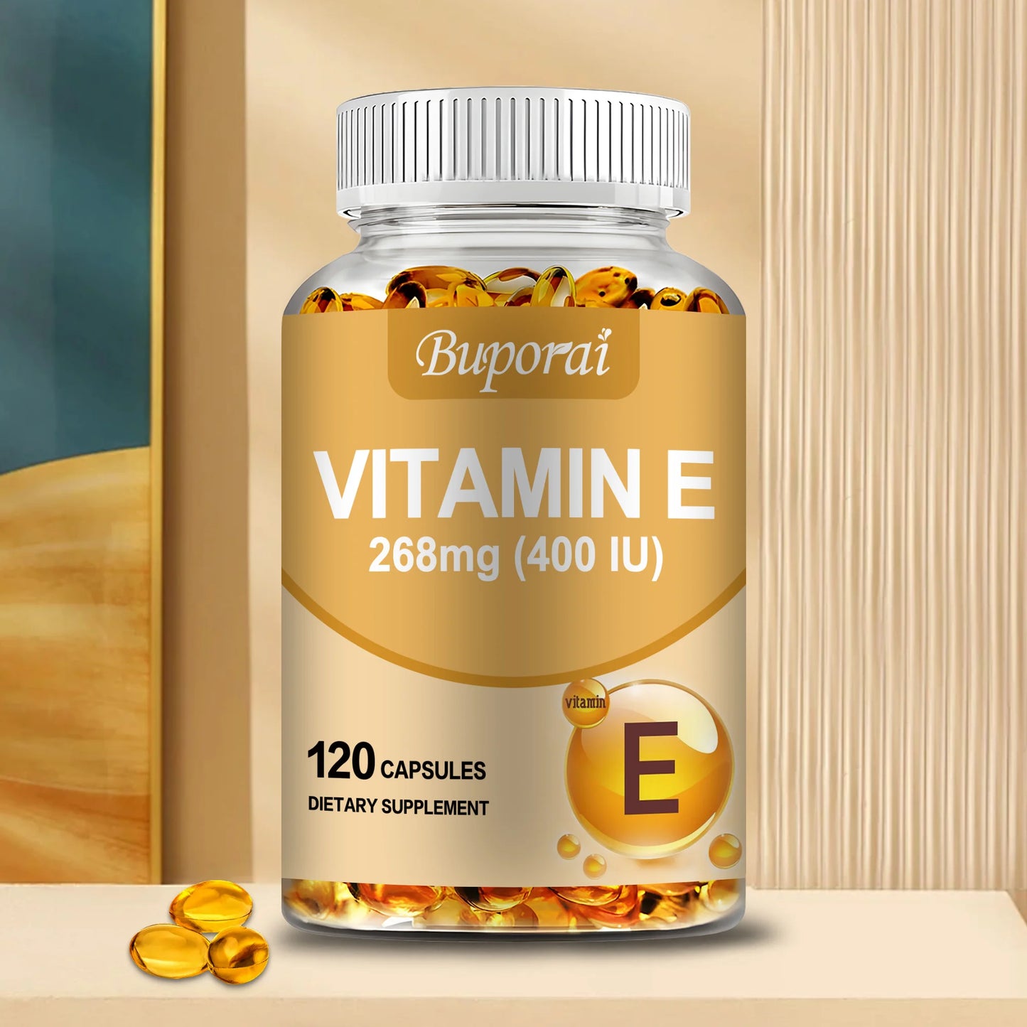 Vitamin E 268mg – Antioxidant Skin Support, Anti-Aging & Wrinkle Reduction – 120 Softgel Capsules