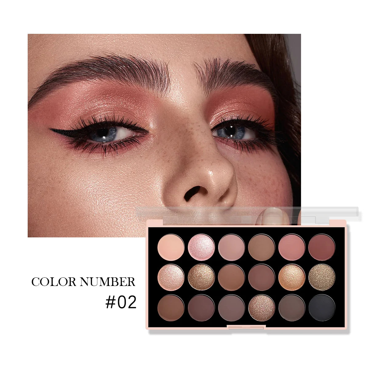 18-Color Earth Tone Eyeshadow Palette – Matte, Pearlescent, Glitter & Fine Shimmer Finishes, Long-Lasting & Waterproof