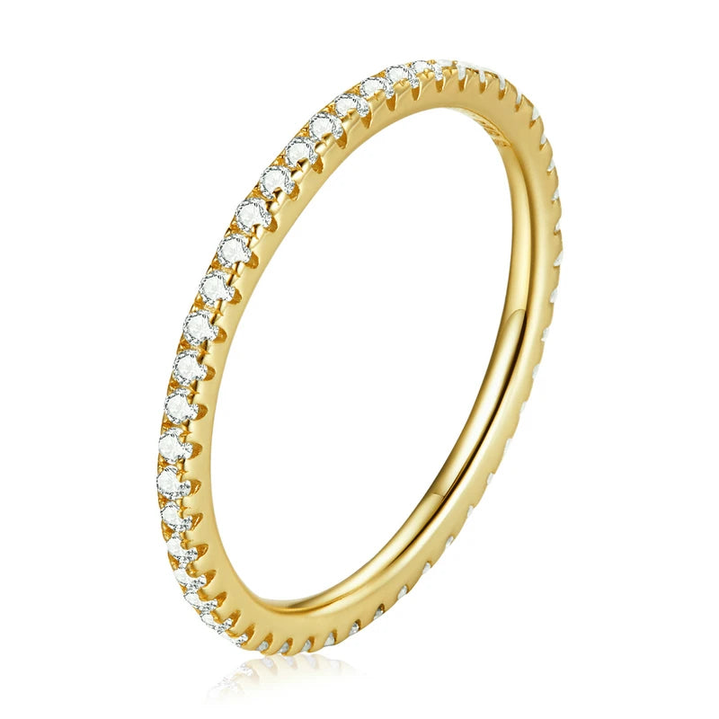 925 Sterling Silver CZ Simulated Diamond Stackable Ring – Platinum Plated Eternity Band for Women