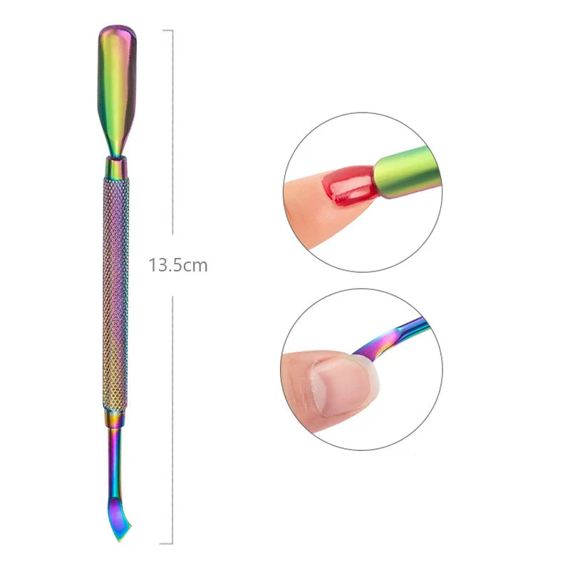 Stainless Steel Double-Ended Cuticle Pusher – Gel Nail Polish Remover & Dead Skin Scraper for Fingernail and Toenail Care