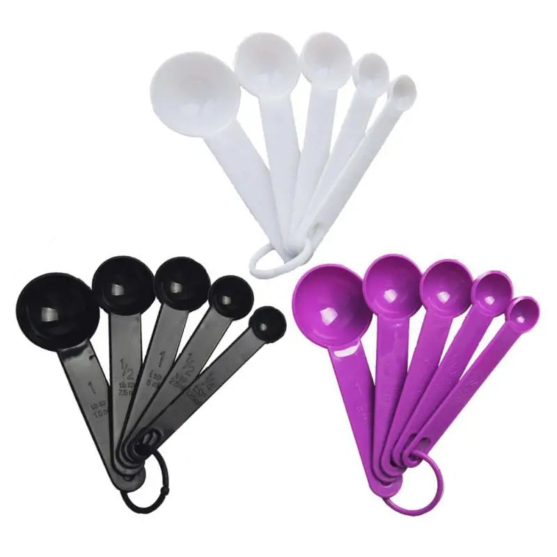 5-Piece Kitchen Measuring Spoon Set – Plastic Measuring Scoops with Scale for Baking, Coffee, Sugar, and Cooking