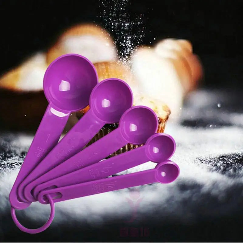 5-Piece Kitchen Measuring Spoon Set – Plastic Measuring Scoops with Scale for Baking, Coffee, Sugar, and Cooking