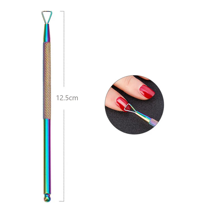 Stainless Steel Double-Ended Cuticle Pusher – Gel Nail Polish Remover & Dead Skin Scraper for Fingernail and Toenail Care