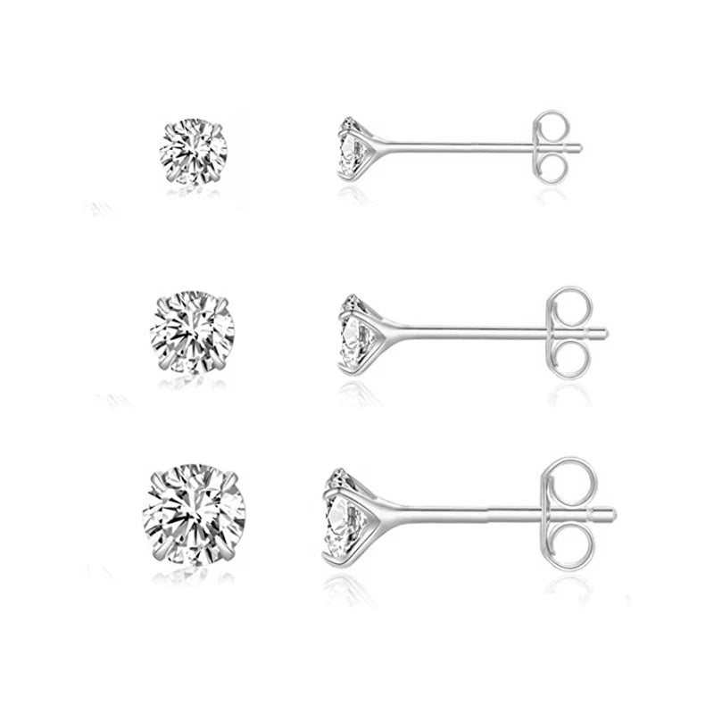 925 Sterling Silver 3-Piece Stud Earrings Set for Women – 18K Gold-Plated, Irregular Mini Design Fine Jewelry