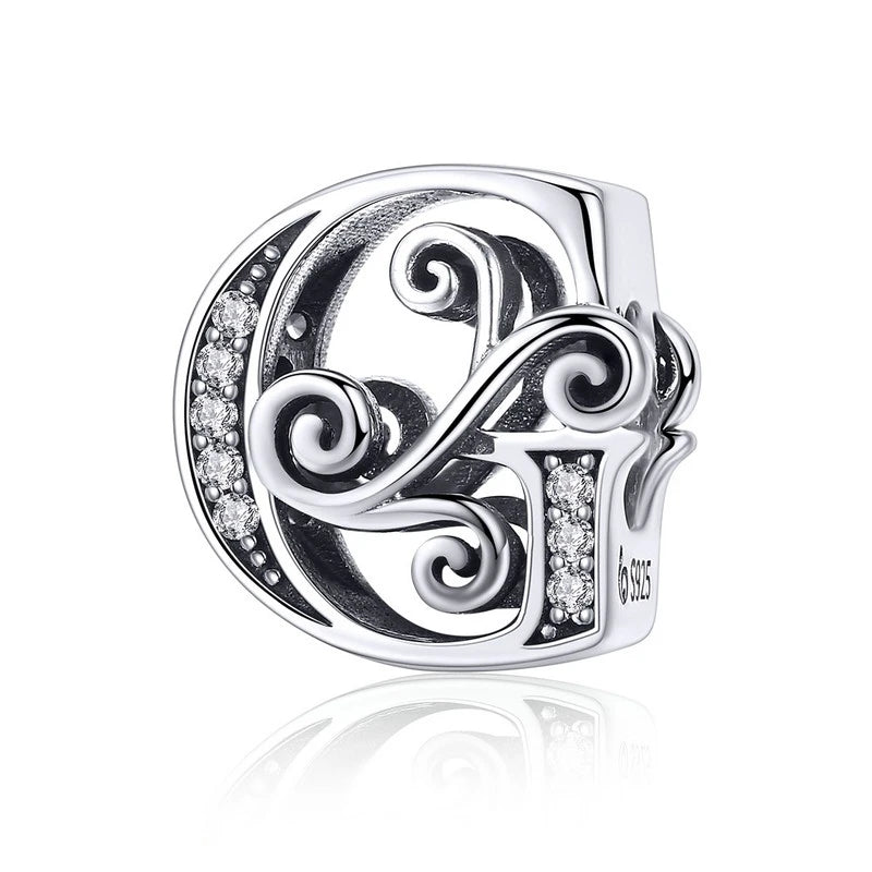 925 Sterling Silver Alphabet Letter Charm Bead A–Z – Openwork CZ Initials for Bracelets