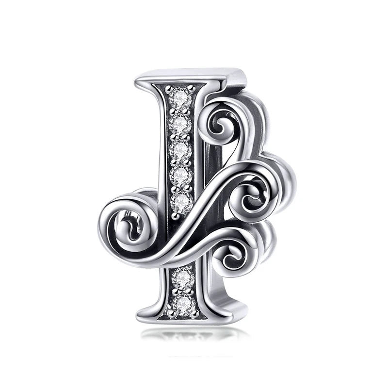 925 Sterling Silver Alphabet Letter Charm Bead A–Z – Openwork CZ Initials for Bracelets
