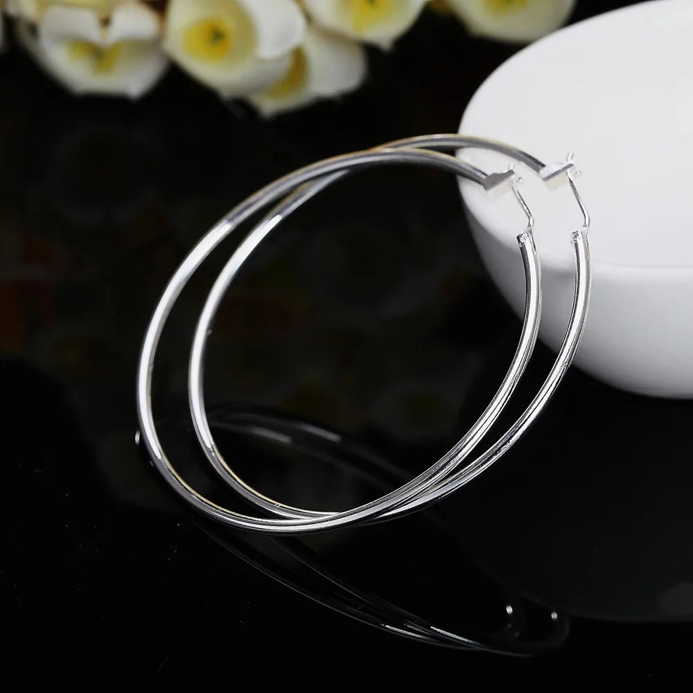 925 Sterling Silver 5MM Thick Round Hoop Earrings for Women – Minimalist Circle Design for Wedding and Everyday Luxury