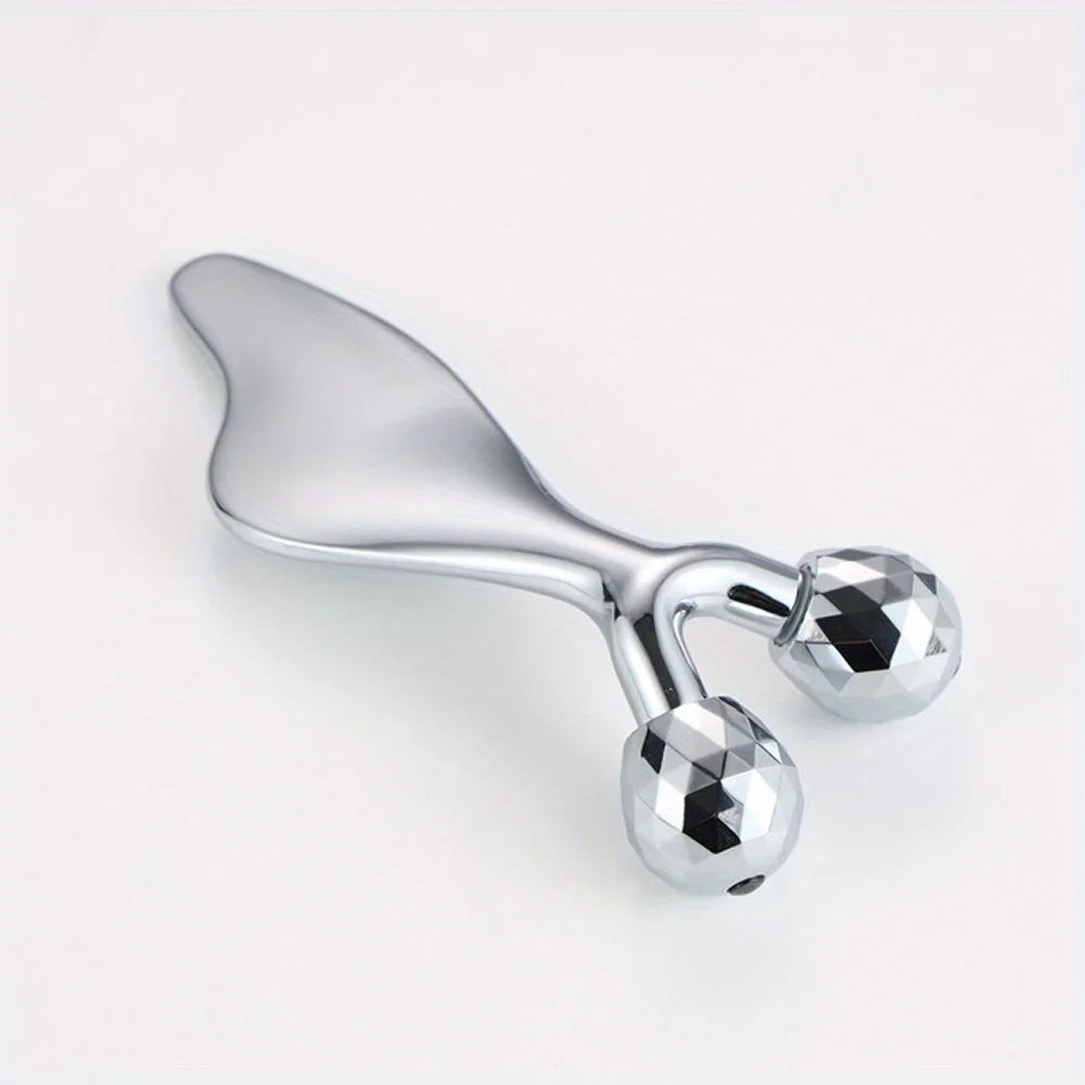 2-in-1 3D Facial Roller and Gua Sha Sculpting Tool – Cold Therapy Massager for Face, Eyes, Chin Lift & Skin Firming
