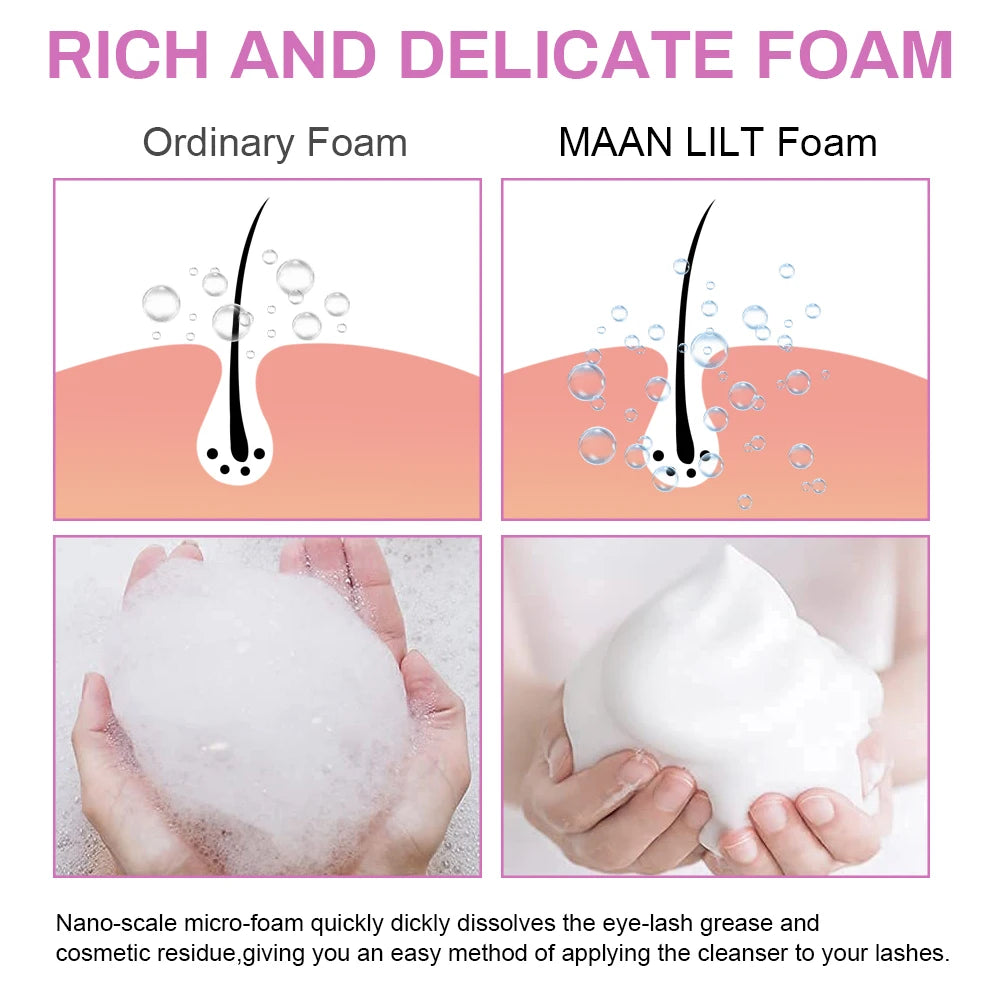 60ml Eyelash Shampoo – Gentle Foam Cleanser for Eyelash Extensions & Grafting