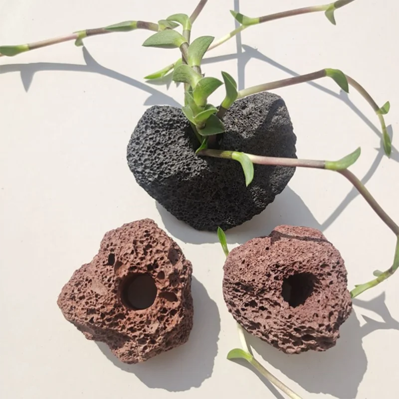 Volcanic Ceramic Aquarium Planting Cup – Fish Tank Decoration for Fixing Aquatic Plants and Filter Support (Black, 7–8cm)