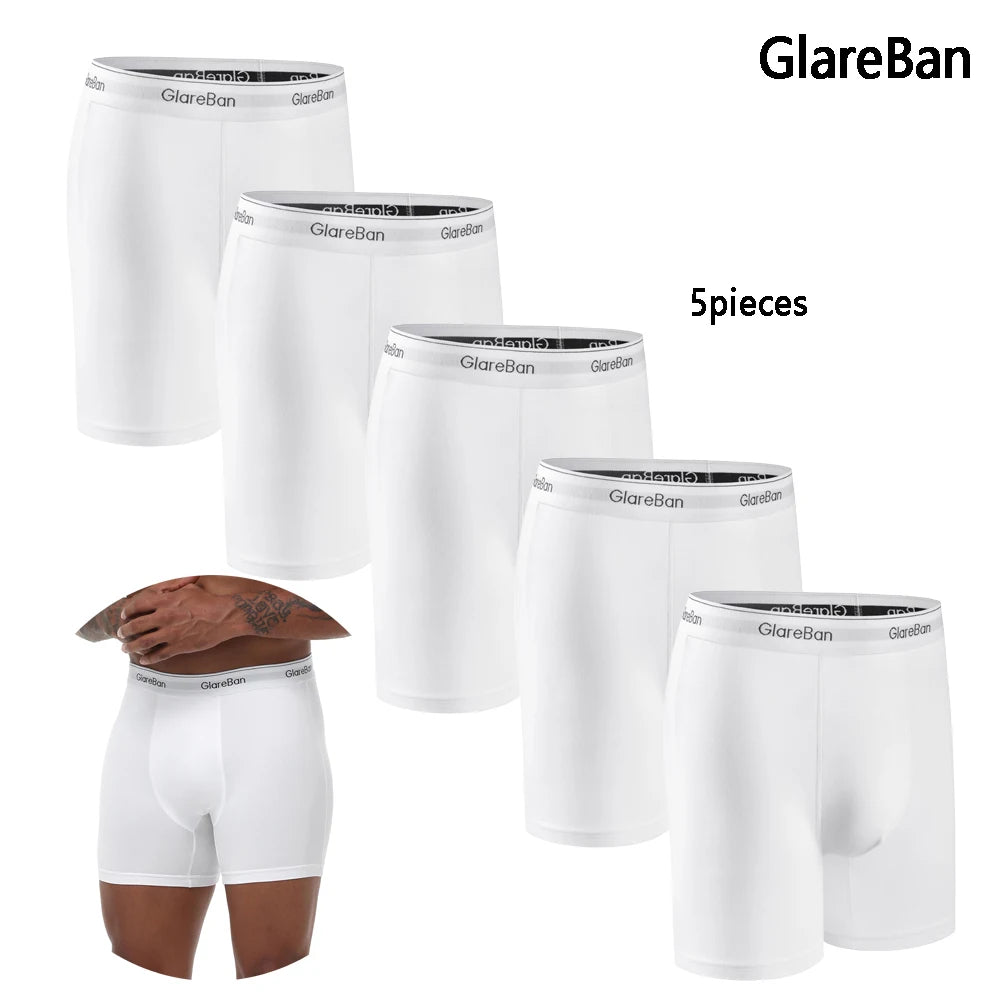 5-Pack Men's Mid-Length Boxer Shorts – Soft Breathable Stretch Underwear for Everyday Comfort