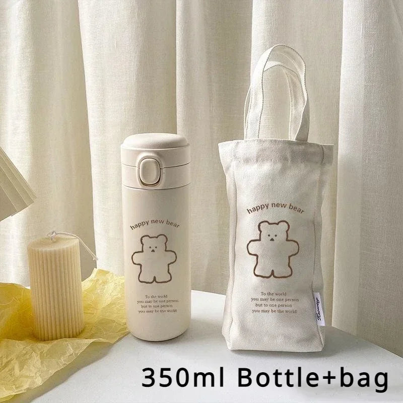 450ml Bear-Themed Thermos Cup – Portable Stainless Steel Water Bottle for Travel, Sports, and Outdoor Use