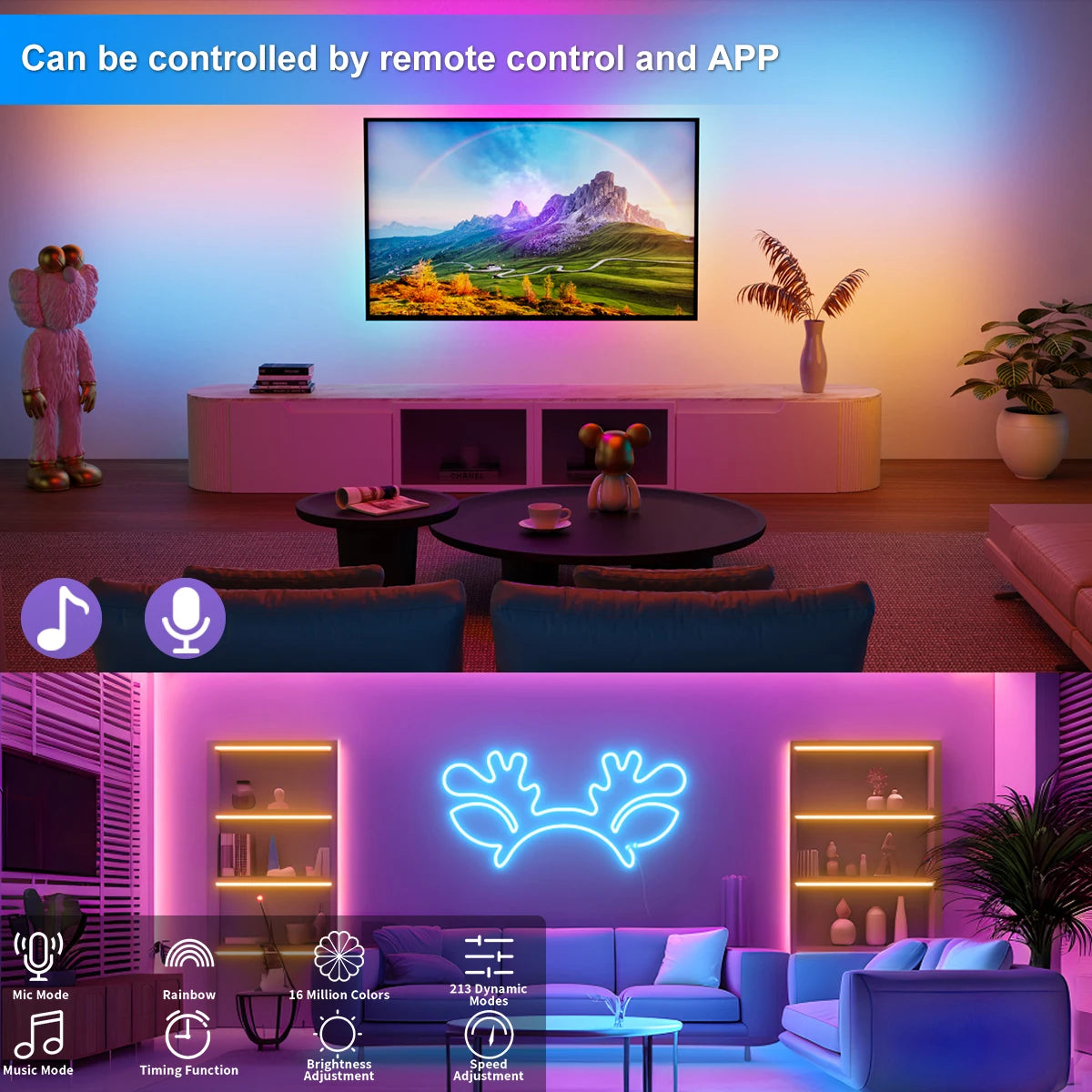 5V RGB USB Neon Strip Light – Waterproof Flexible LED Ribbon with Bluetooth & Remote Control (1M–5M Options)