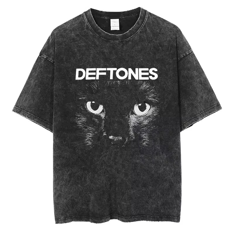 Vintage Deftones Graphic T-Shirt – Washed Cotton Hip-Hop Streetwear for Men and Women