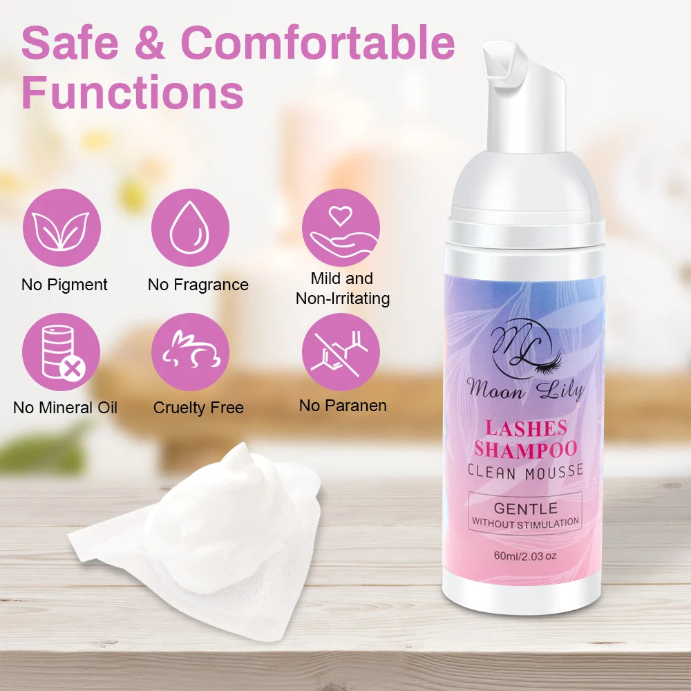 60ml Eyelash Shampoo – Gentle Foam Cleanser for Eyelash Extensions & Grafting