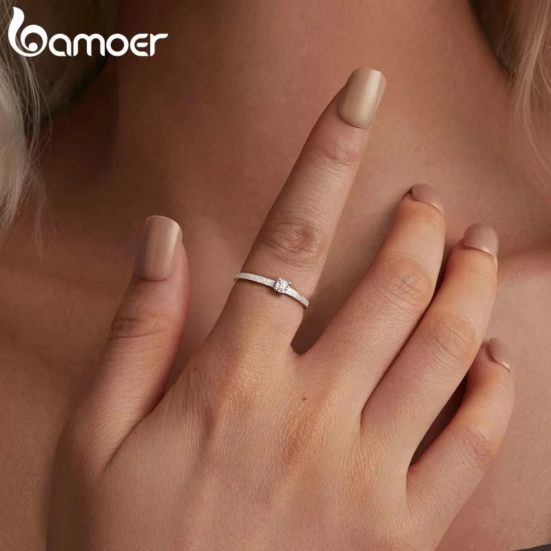 0.1 Carat Round Moissanite Engagement Ring – White Gold Plated 925 Sterling Silver Solitaire Band for Women