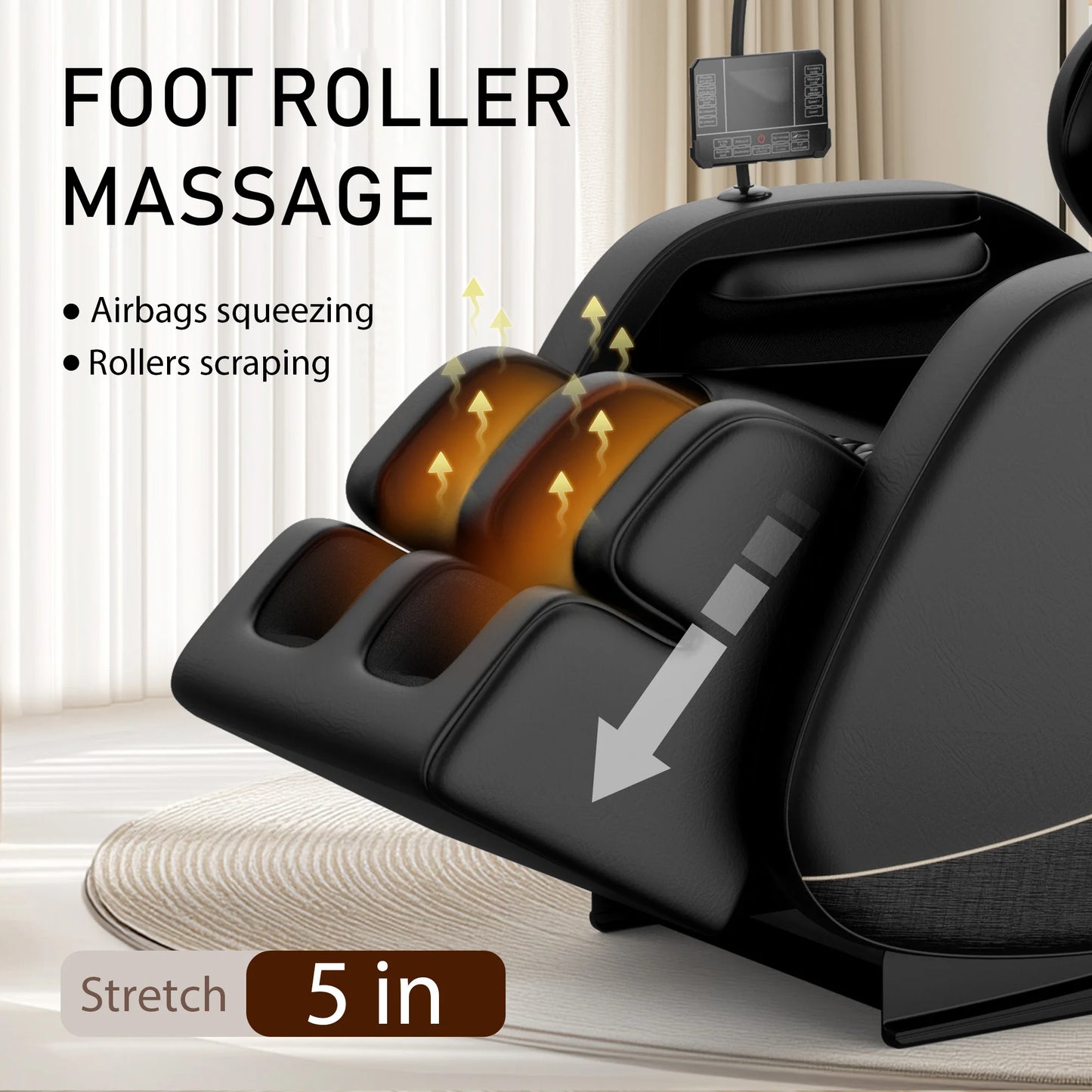 Zero Gravity Full Body Massage Chair with Heat, Foot Rollers & Touchscreen – Airbag Compression, 180 lbs Capacity