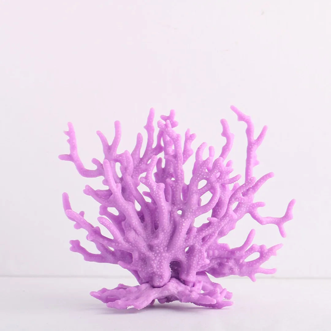Artificial Coral Aquarium Decoration – PVC Simulated Coral Water Plant for Fish Tank Aquascape – Pink & Blue Resin Ornament for Marine Landscape