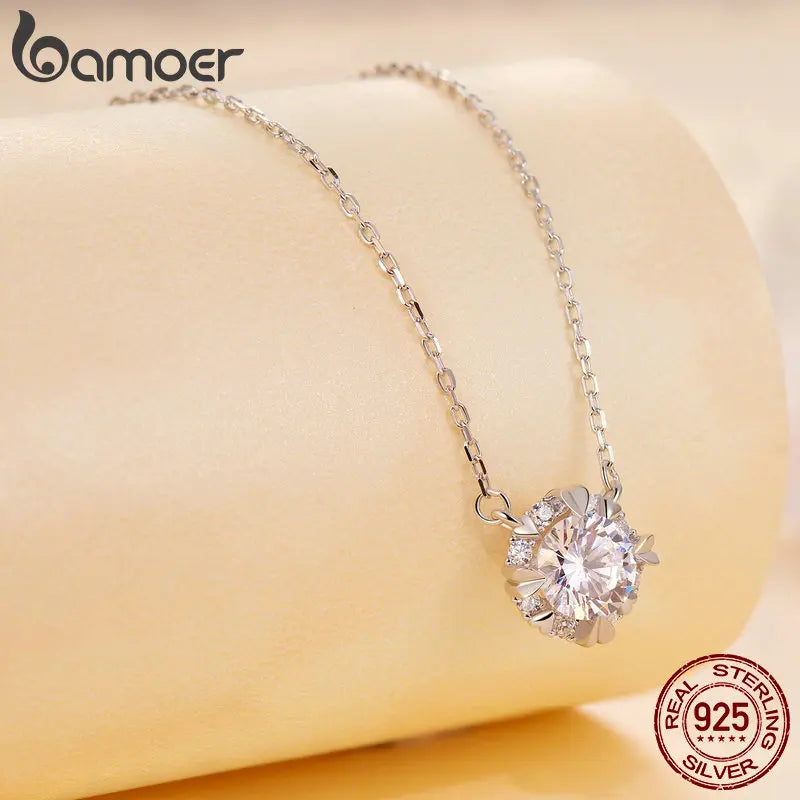 1.0 Carat Round Moissanite Pendant Necklace – D Color VVS1 Stone on 925 Sterling Silver Chain for Women