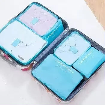 6-Piece Waterproof Travel Storage Bag Set – Large Capacity Oxford Packing Organizers for Clothes, Underwear, and Accessories