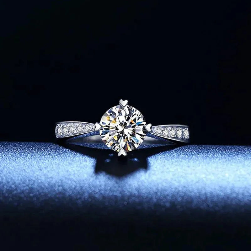 Adjustable Zircon Engagement Ring – 925 Sterling Silver Classic Wedding Band for Women