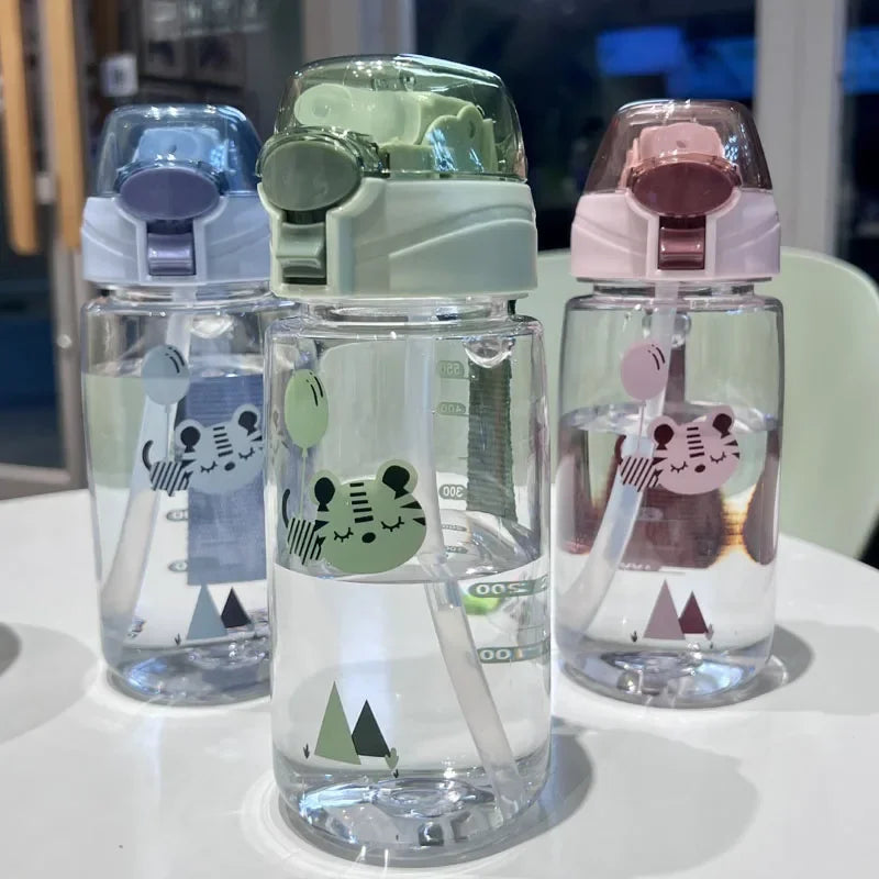 550ml Spill-Proof Cartoon Sippy Cup with Straw and Lid – Portable Drinking Bottle for Toddlers and Kids