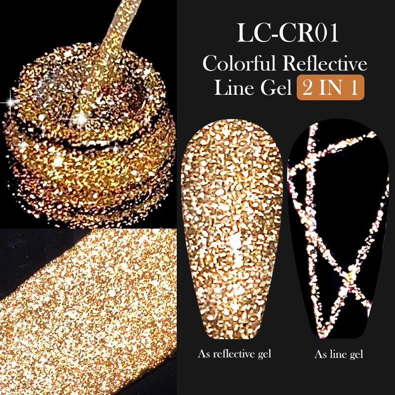 5ml Metallic Gold & Silver Liner Gel – Super Bright Mirror Nail Art Drawing Gel for French Tips & Design