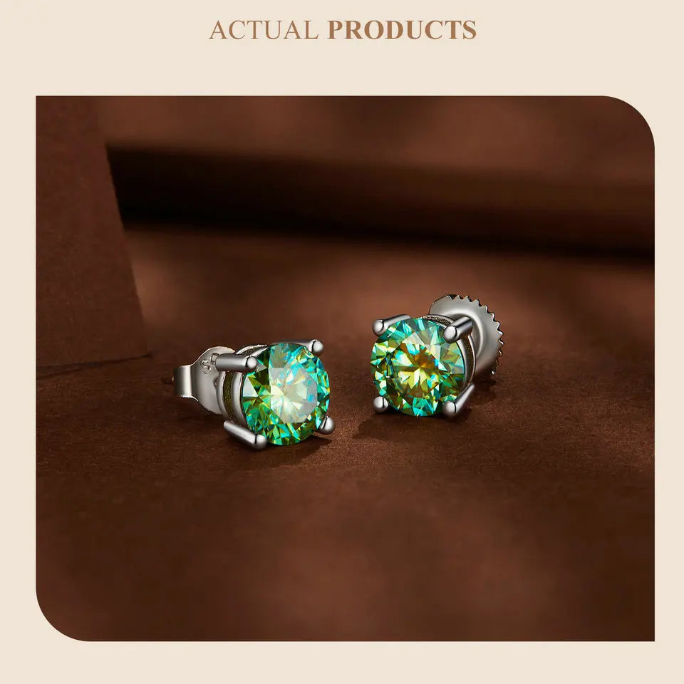 2 Carat Moissanite Heart Prong Stud Earrings – D Color VVS1 Stones on 925 Sterling Silver for Women