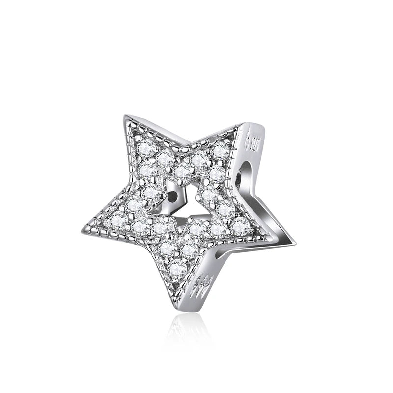 925 Sterling Silver Family Heart Cross Charm – Clear 5A Crystal Bead for Bracelets & Necklaces