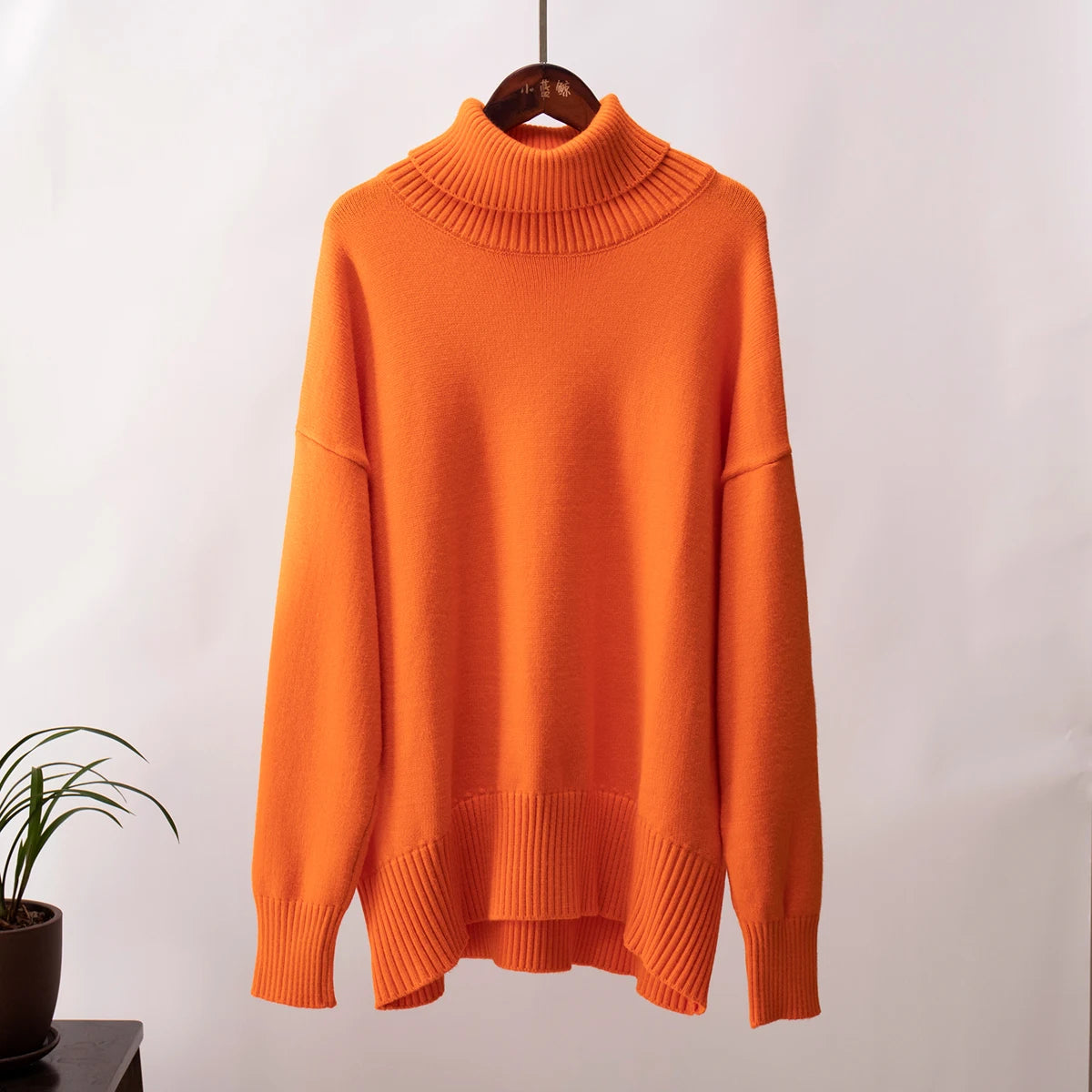 Women's Oversized Turtleneck Sweater – Thick Knit Casual Pullover for Autumn Winter