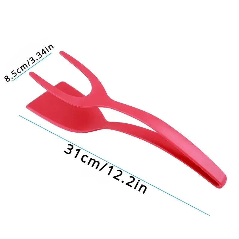 2-in-1 Nylon Grip Flip Tongs – Silicone Spatula Tongs for Eggs, Pancakes, Steak & Fried Foods