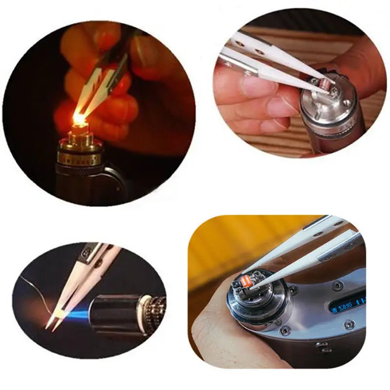 1/3pcs Ceramic Tip Stainless Steel Tweezers Set – Anti-Static Heat & Acid Resistant Soldering Tools