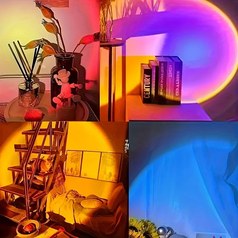 Sunset Projection Lamp – LED Ambient Light for Relaxation and Home Décor – Serene Warm Glow for Bedroom, Living Room, or Meditation Space