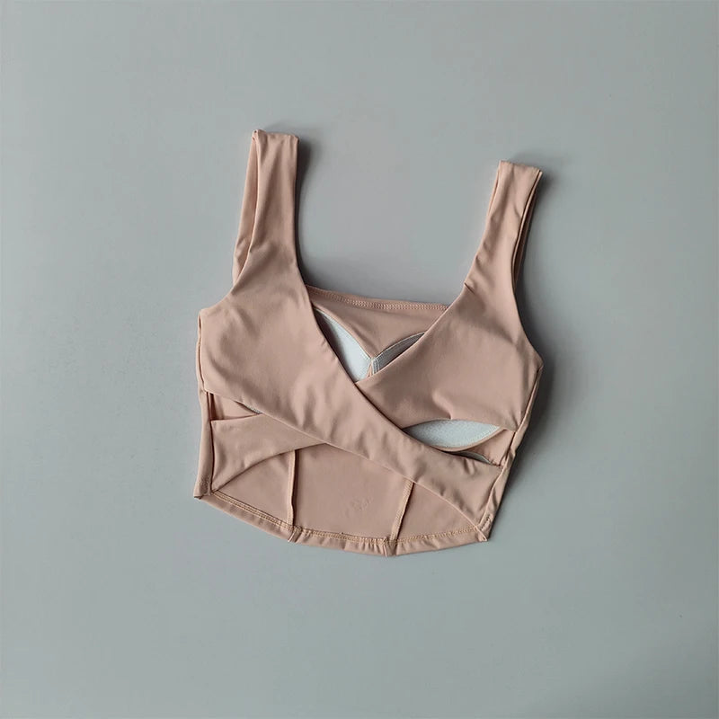 Women's Cross Back One-Piece Sports Bra – Shockproof, Breathable & Quick-Drying for Running and Fitness