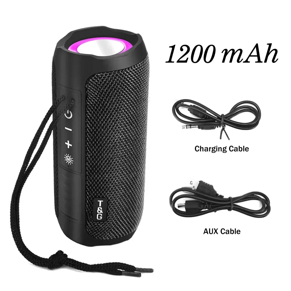 TG227 Portable Waterproof Bluetooth Speaker with Lamp – Upright Wireless Loudspeaker with Stereo Sound, TF Card & FM Radio