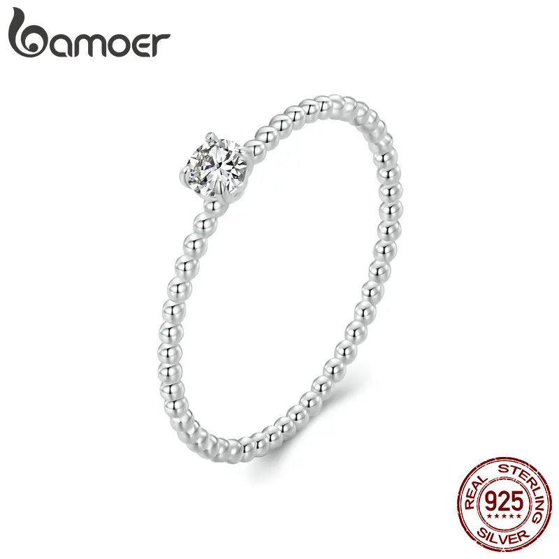 925 Sterling Silver Eternity Rope Wedding Band – Stackable Moissanite Beads Ring for Women, D Color VVS1 Clarity
