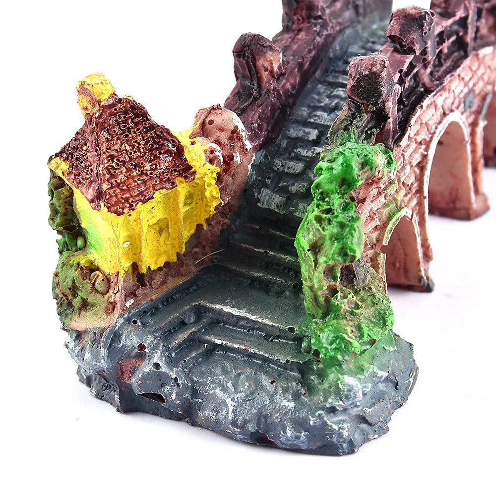 Artificial Resin Bridge Decoration for Aquariums – Rockery-Style Fish Tank Ornament for Landscaping and Aquatic Decor