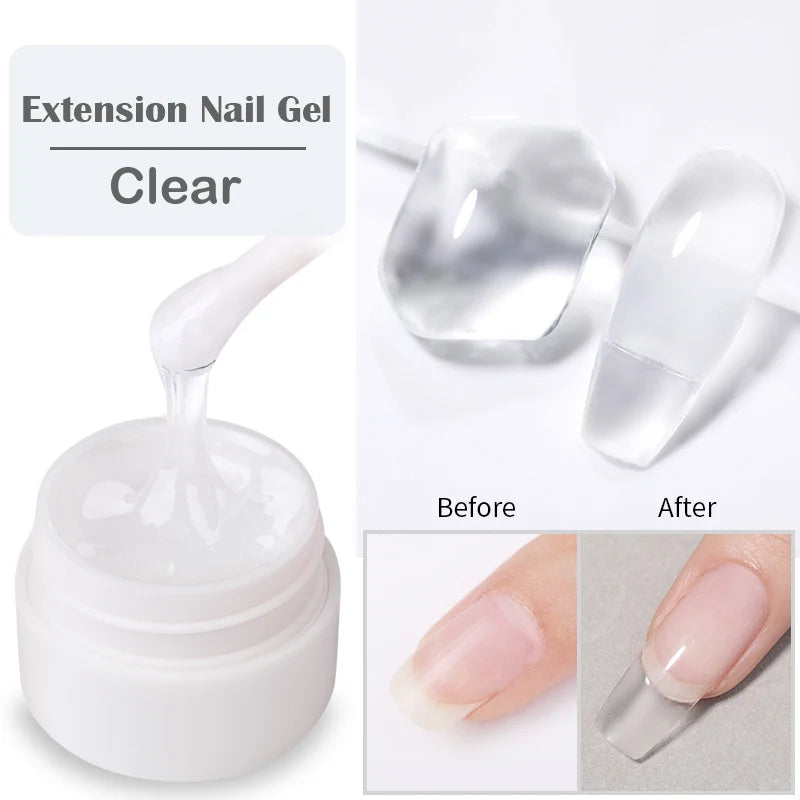 6-in-1 HEMA-Free Hard Gel Nail Polish – Clear Self-Leveling Nail Extension & Reinforcement Builder Gel (8ml)