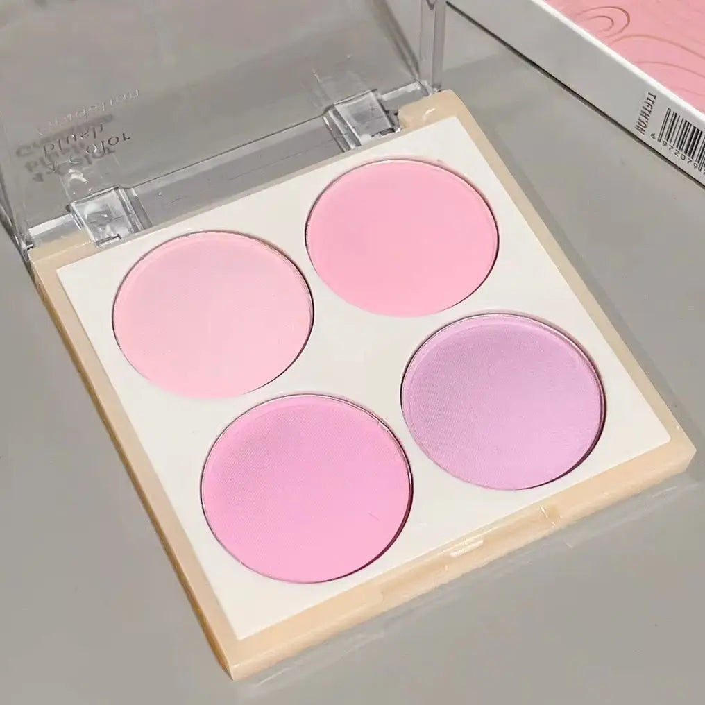 4-Color Matte Blush Palette – Soft Peach, Pink & Coral Tones for Natural 3D Korean-Style Look