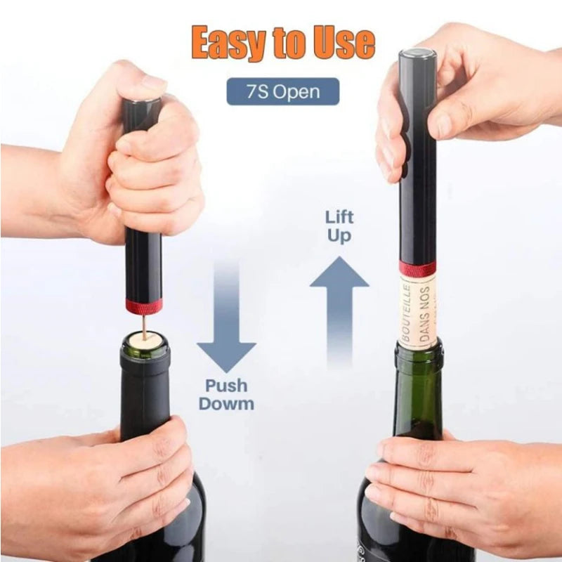 Air Pressure Wine Bottle Opener – Portable Cork Remover with Stainless Steel Pin for Easy Cork Extraction